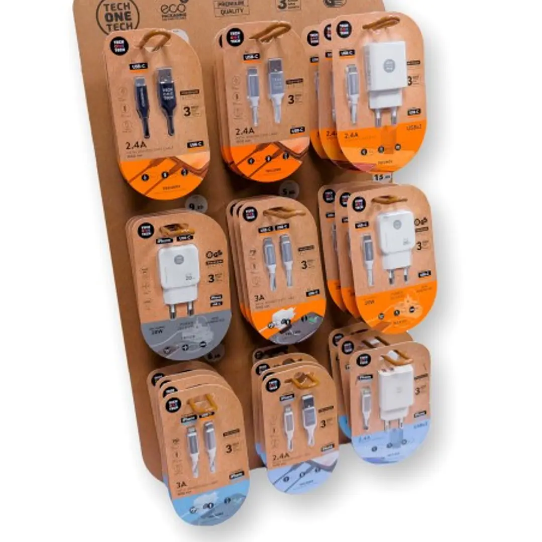 TechOneTech Expositor de 27 Cables y Cargadores para Smartphone - Unidades Surtidas 1