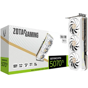 Zotac GeForce RTX 5070 TI  Tarjeta Grafica SOLID CORE OC 16GB WHITE GDDR7 HDMI, DP