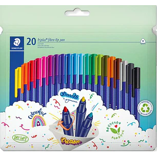 Staedtler Triplus Color 323 Pack de 20 Rotuladores - Trazo 1mm Aprox - Tinta Antisecado - Capuchon Ventilado - Colores Surtidos