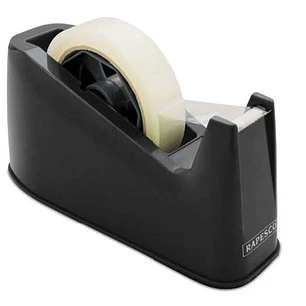 Rapesco Portarollos para Cinta Adhesiva 25mmx66m - Base de Goma Antideslizante - Cinta no Incluida - Color Negro