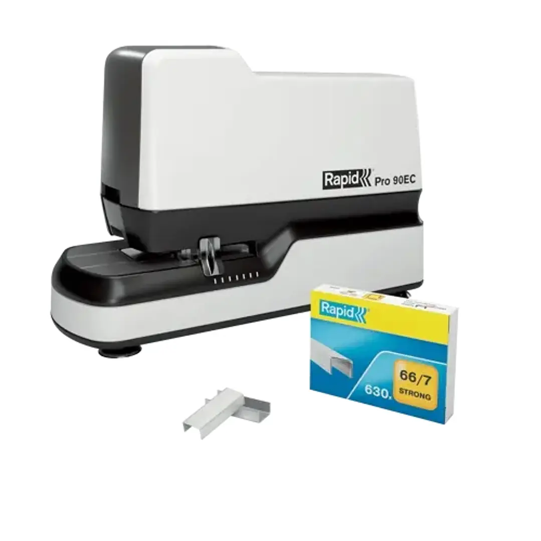 Rapid Pro 90EC Grapadora Electrica - Grapa hasta 50 Hojas - Usa Grapas Nº66 y Nº44 - Grapado Cerrado - Ajuste Automatico de la Fuerza de Grapado - Col 1