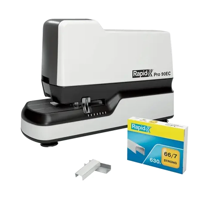 Rapid Pro 90EC Grapadora Electrica - Grapa hasta 50 Hojas - Usa Grapas Nº66 y Nº44 - Grapado Cerrado - Ajuste Automatico de la Fuerza de Grapado - Col 1