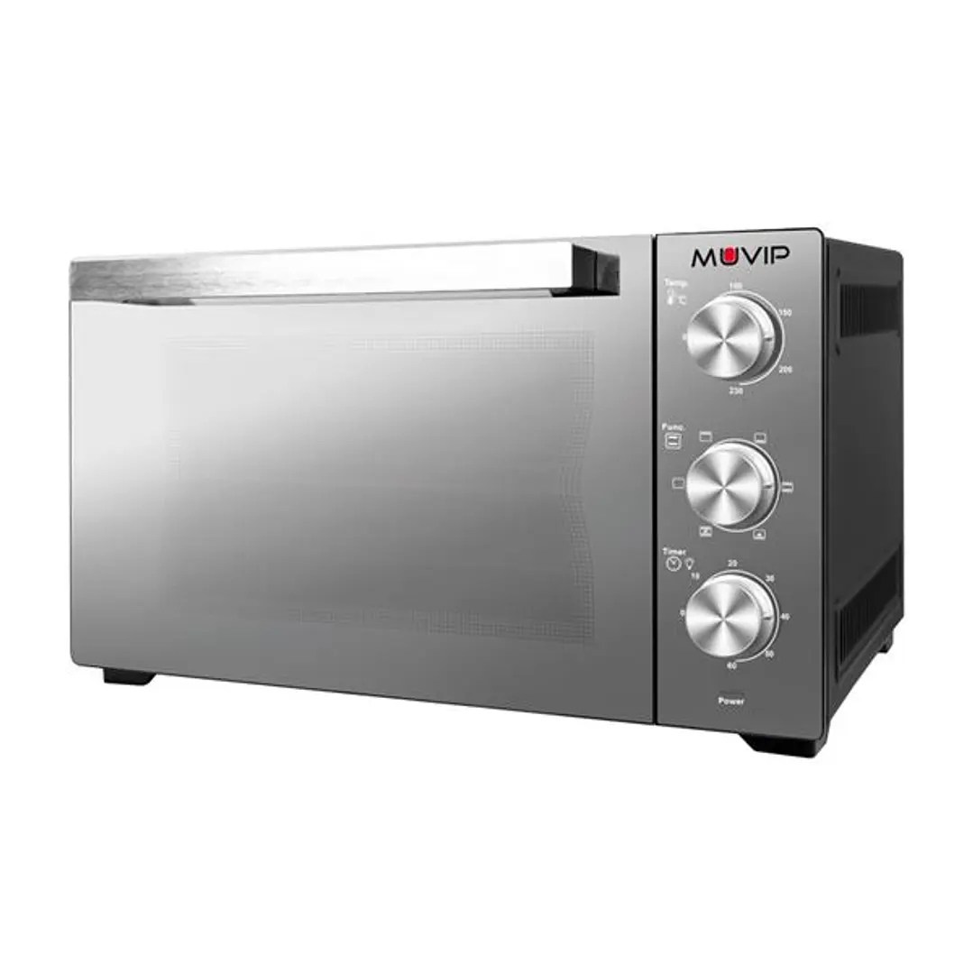 Muvip Serie Espejo Horno 2000W 48L Inox - Regulador de Temperatura 100º-230º - Exterior de Acero con Revestimiento - Selector de Tiempo - Puerta de Cr 1