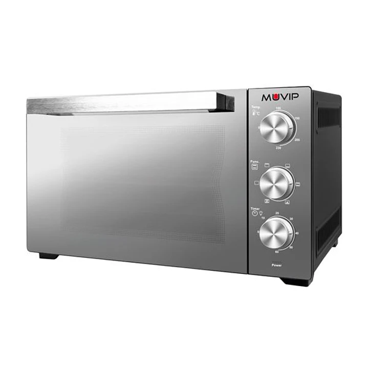 Muvip Serie Espejo Horno 2000W 48L Inox - Regulador de Temperatura 100º-230º - Exterior de Acero con Revestimiento - Selector de Tiempo - Puerta de Cr 1