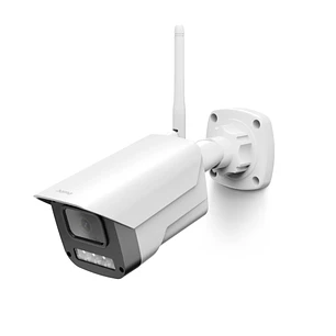 Hama Camara de Vigilancia Exterior con Microfono y Altavoz - Vision Nocturna - Cable 1.8m - Asistente de Voz - WiFi - 2.4GHz - Full HD - Color Blanco