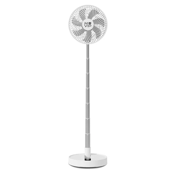 Muvip MV0664 Ventilador de Pie y Sobremesa - Diametro de 19cm - Bateria de 3600 mAh - Plegable, Extensible y Portatil - Temporizador - Color Blanco 1