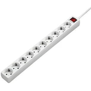 Hama Regleta Alimentacion con 10 Tomas - Cable 3m - Voltaje 230V - Interruptor Iluminado - Color Blanco