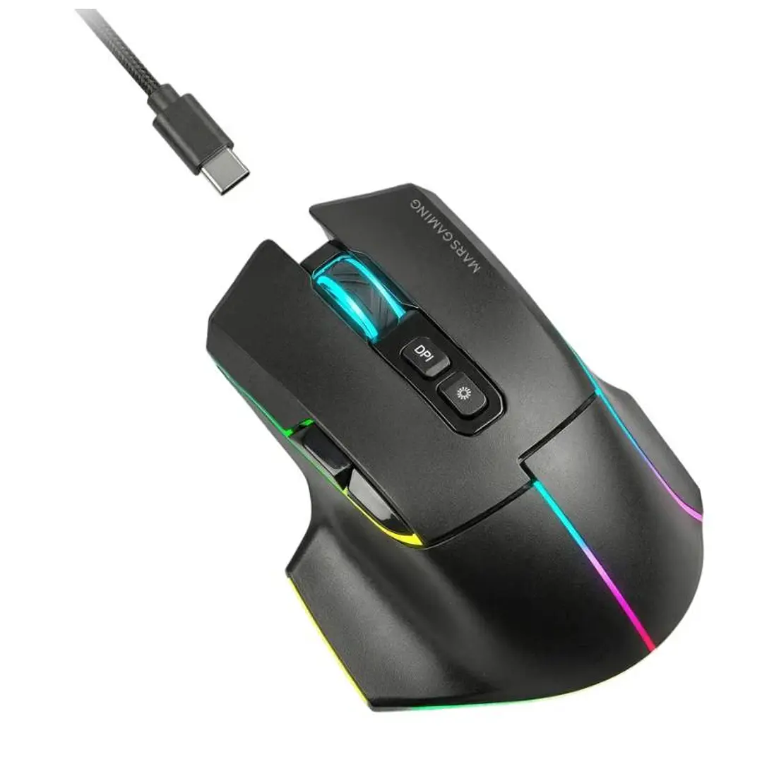 MARS GAMING Ratón Inalam. TRI-MODO 12000DPI Black 3