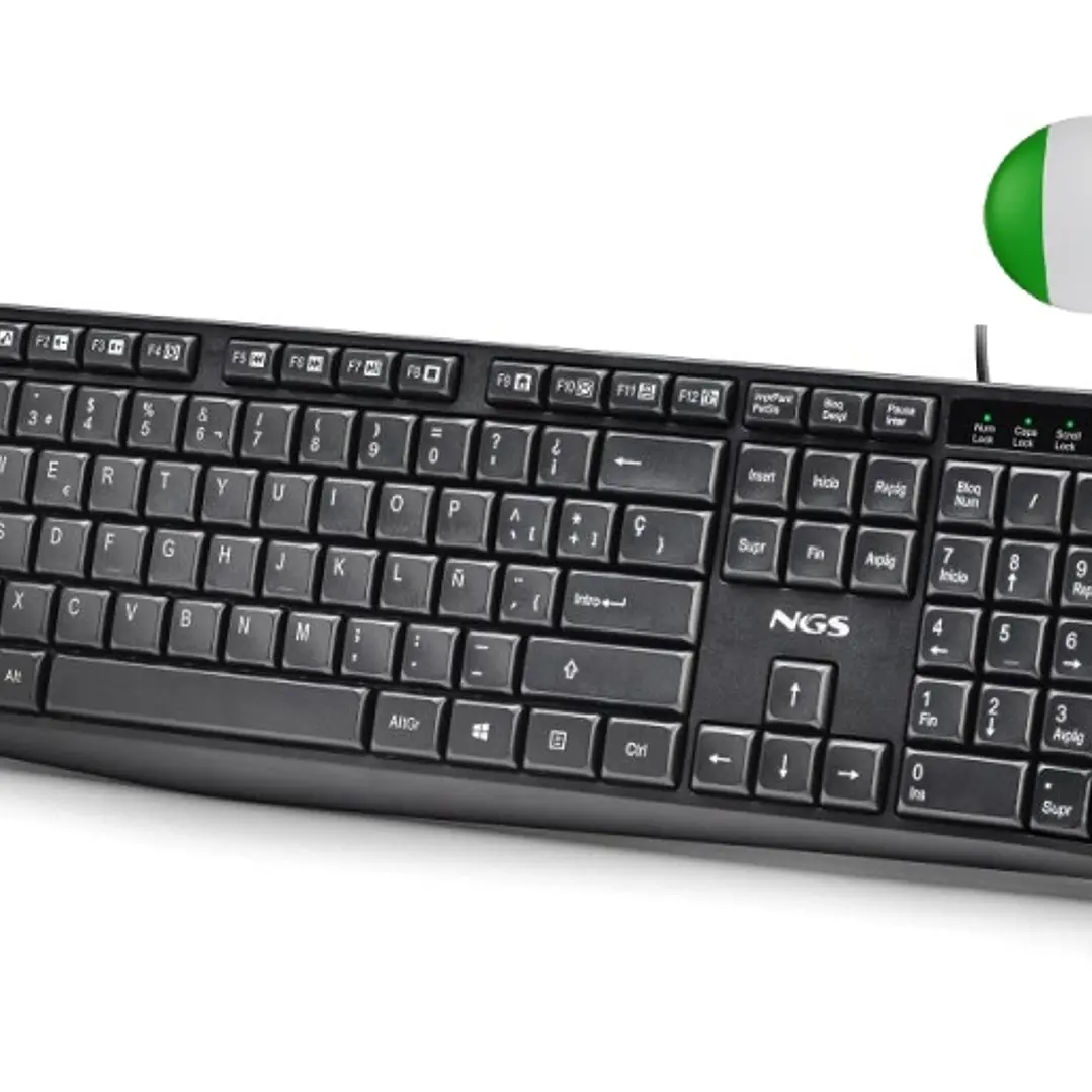 NGS Funky V4 Teclado USB - QWERTY Portugues - 12 Teclas Multimedia - Teclas de Membrana Silenciosas - Inclinacion Ajustable - Cable 1.5m - Color Negro 1