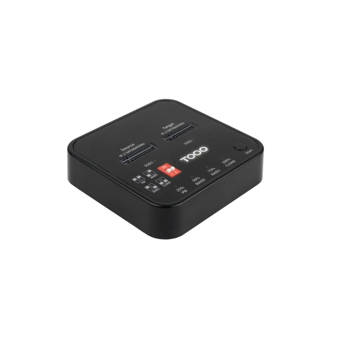 Tooq TQDS-201B Dock Doble Bahia M.2 NVMe NGFF PCIe - USB-C 3.2 Gen2 - Soporta PM, RAID0, RAID1 - Color Negro 1