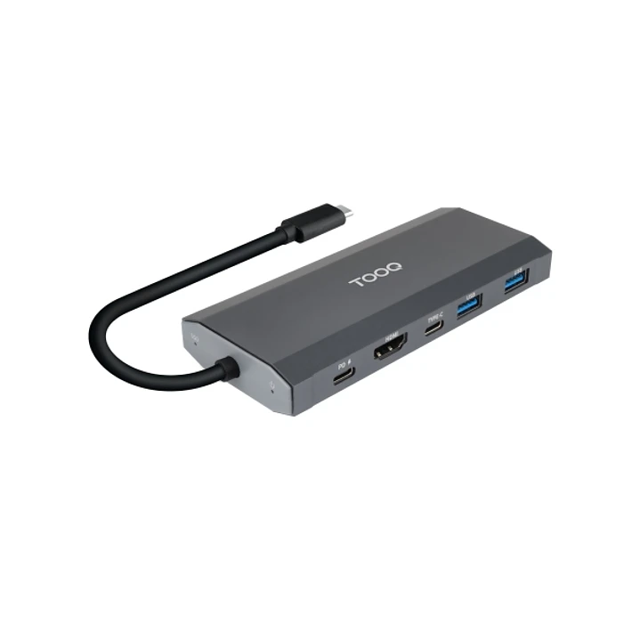 Tooq TQE-2241G Caja Externa M.2 NVME PCIe USB3.1 Gen2 Aluminio - Color Gris + Dock 6 en 1 - 1xHDMI 2.0 4K@60Hz, 2xUSB-A 3.0, 1xUSB-C, 1xUSB-C PD 100W 1