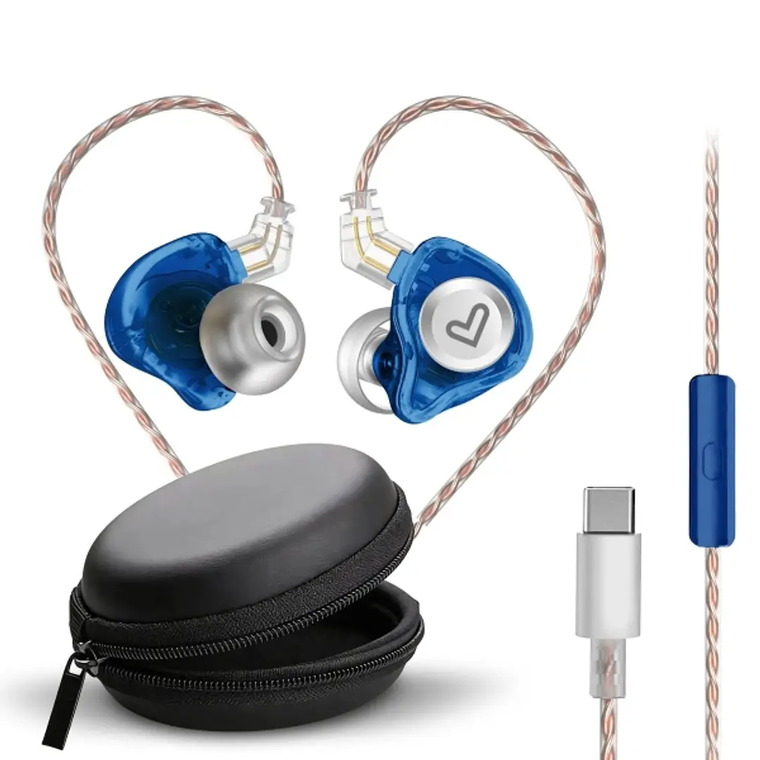 Energy Sistem Monitor Earphones Auriculares Intrauditivos - Microfono Integrado - Control de Reproduccion - Conector USB-C - Cable 120 cm - Color Azul 1
