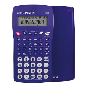 Milan Nata M228 Acid Calculadora Cientifica 10+2 Digitos - Pantalla de 2 Lineas - 228 Funciones Integradas - Carcasa Protectora - Color Azul