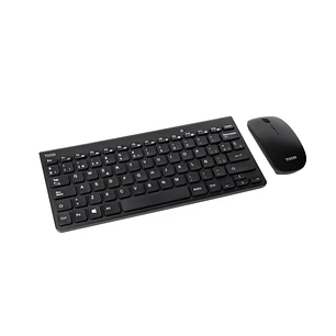 Tooq TQKMW-3101-B Pack de Teclado Inalambrico Compacto - Disposicion QWERTY ES + Raton Inalambrico 1600dpi - Slim - 4 Botones - Uso Ambidiestro - Colo