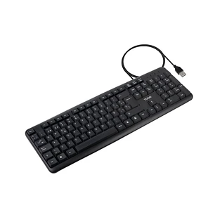 Tooq TQK-2002-B Teclado USB - Patas Plegables para Inclinacion Ajustable - Cable 1.35m - Disposicion QWERTY ES - Color Negro