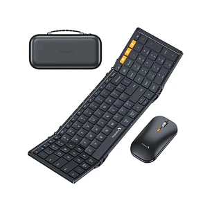 ProtoArc XKM01 Combo Teclado Portatil Plegable en Triptico + Raton - Bluetooth - Teclado Numerico - Conexion de hasta 3 Dispositivos - Color Negro