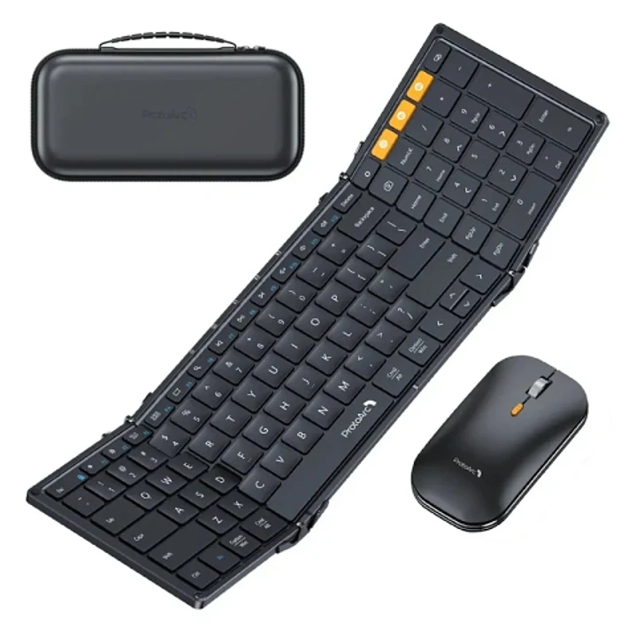 ProtoArc XKM01 Combo Teclado Portatil Plegable en Triptico + Raton - Bluetooth - Teclado Numerico - Conexion de hasta 3 Dispositivos - Color Negro 1