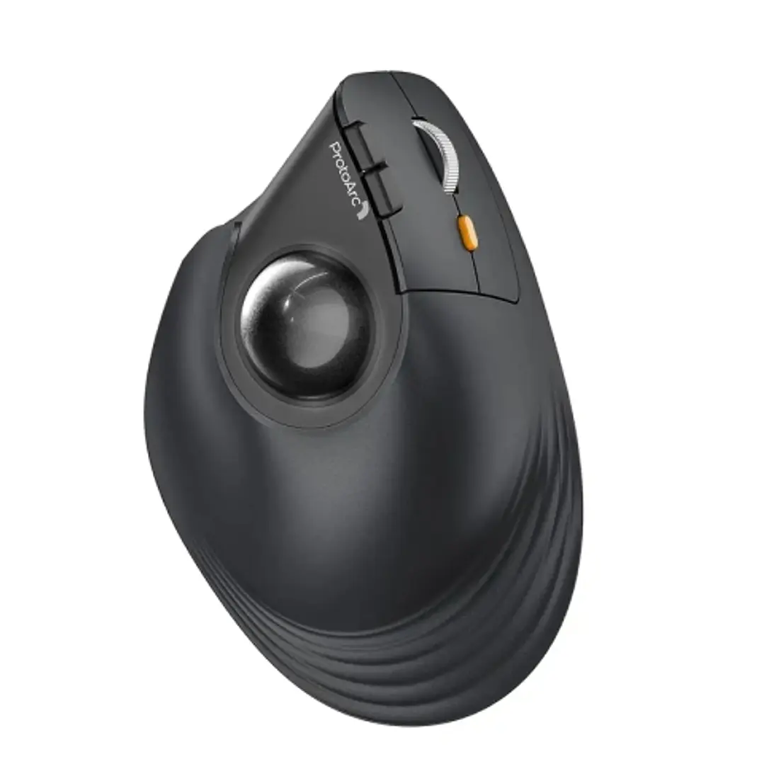 ProtoArc EM05 NL Raton Vertical Trackball Ergonomico Inalambrico - 1600 dpi -  Bluetooth + 2.4Ghz - Bateria Recargable - Multidispositivo - Color Negr 1