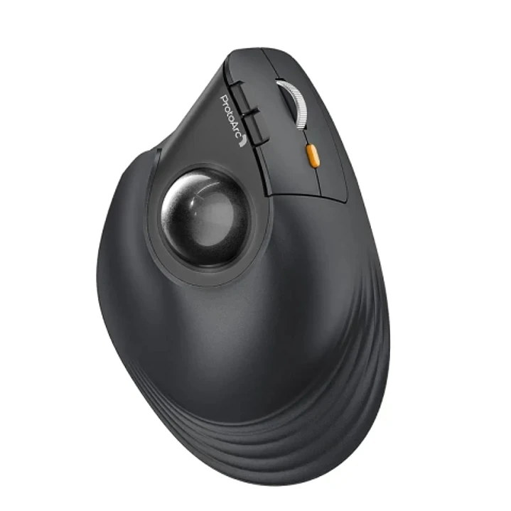 ProtoArc EM05 NL Raton Vertical Trackball Ergonomico Inalambrico - 1600 dpi -  Bluetooth + 2.4Ghz - Bateria Recargable - Multidispositivo - Color Negr 1