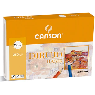 Canson Basik Pack con 250 Hojas de Dibujo A4 21x29.7cm - 130 g/m² - Color Blanco