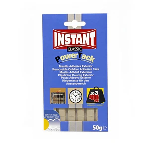 Instant Power Tack Classic Pack de Masilla Adhesiva 50gr - Apta para Uso Exterior - Resistente a los Rayos Ultravioleta del Sol y la Lluvia