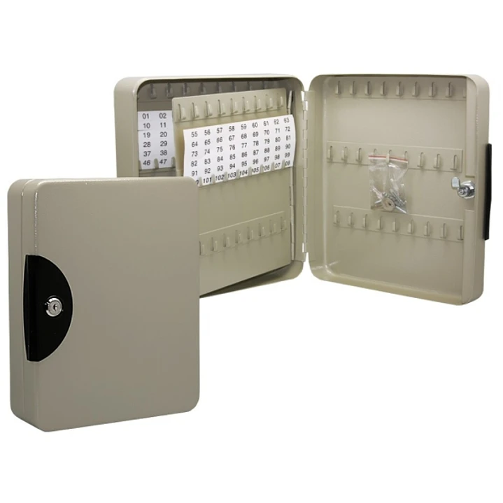Armario Porta Llaves Metalico con Cierre - 108 Posiciones - Ideal para Oficinas y Almacenes - Organizacion y Acceso Facil  - Color Gris 1