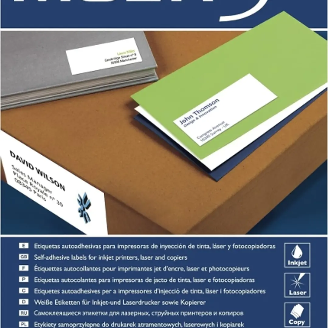 Multi3 Pack de 2.400 Etiquetas Rectangulares Tamaño 70x36mm - 100 Hojas por 24 Etiquetas - Adhesivo Permanente - Cantos Rectos - Color Blanco 1