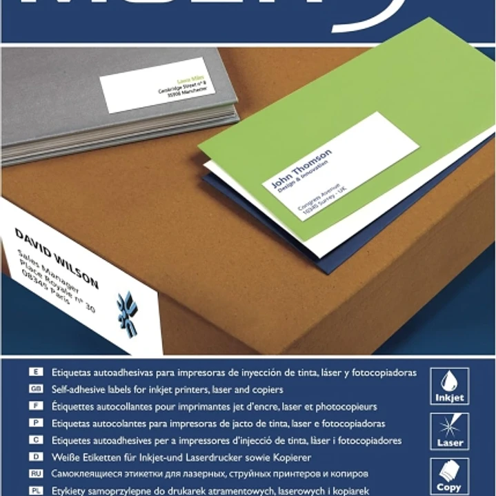 Multi3 Pack de 2.400 Etiquetas Rectangulares Tamaño 70x36mm - 100 Hojas por 24 Etiquetas - Adhesivo Permanente - Cantos Rectos - Color Blanco 1
