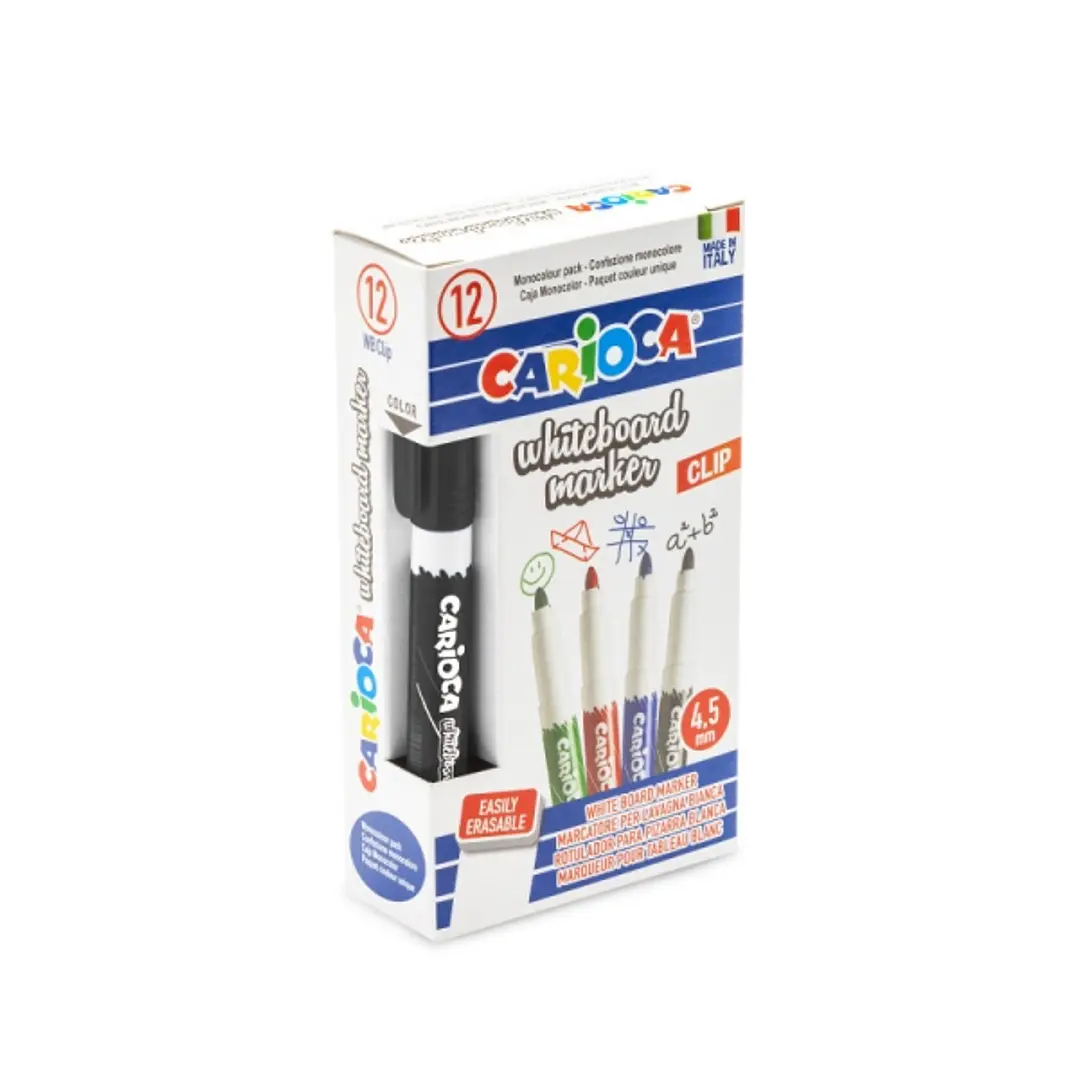 Carioca Rotulador para Pizarra Blanca - Punta de Ø 4.5mm - Tapa con Clip - Se Borra Facilmente - Se Seca Rapidamente - Color Negro 1