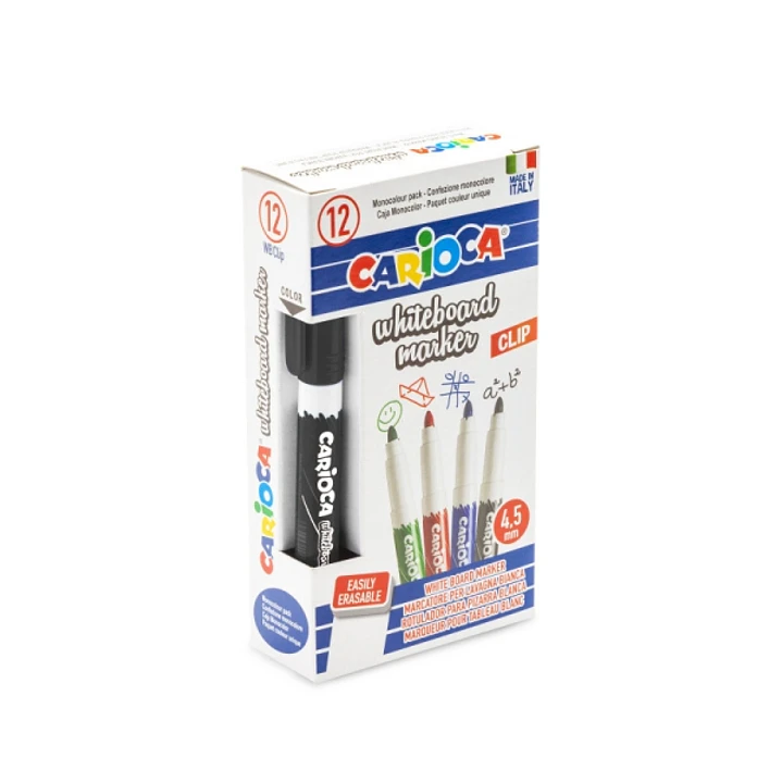Carioca Rotulador para Pizarra Blanca - Punta de Ø 4.5mm - Tapa con Clip - Se Borra Facilmente - Se Seca Rapidamente - Color Negro 1