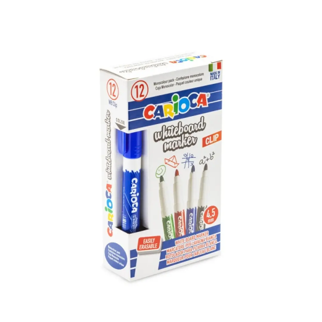 Carioca Rotulador para Pizarra Blanca - Punta de Ø 4.5mm - Tapa con Clip - Se Borra Facilmente - Se Seca Rapidamente - Color Azul 1