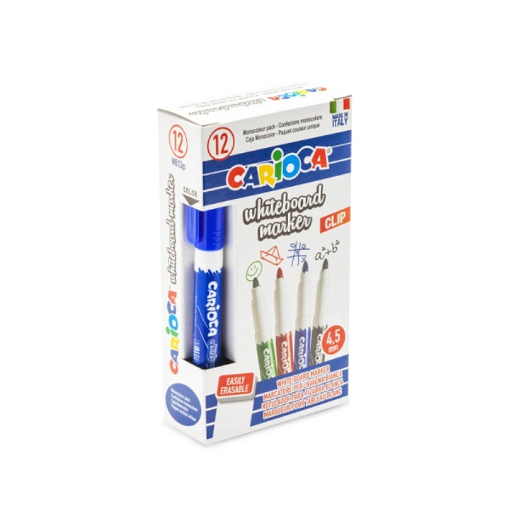 Carioca Rotulador para Pizarra Blanca - Punta de Ø 4.5mm - Tapa con Clip - Se Borra Facilmente - Se Seca Rapidamente - Color Azul 1