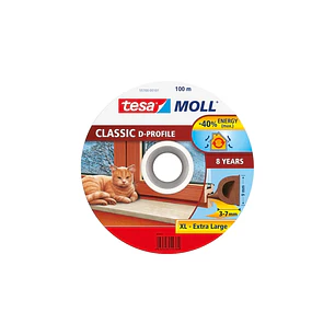 Tesa Moll Classic D-Perfil Burlete para Ventanas Perfil D 100m x 9mm x 4mm - Color Marron