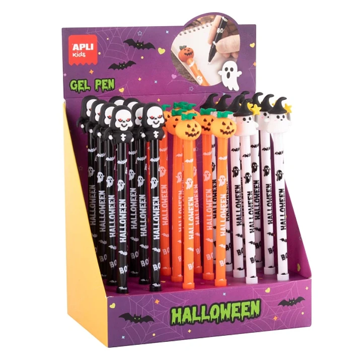 Apli Kids Halloween Expositor con 24 Boligrafos Tinta Gel Azul - 3 Modelos Diferentes 1