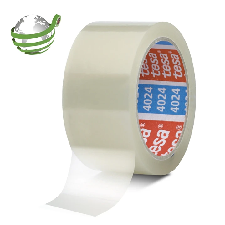 Tesa 4024 PV4 Precinto de Embalar 50mm x 66 Metros - Fabricado en Polipropileno - Adhesivo Acrilico con un 65% de Base Biologica - Desenrollado Suave  1