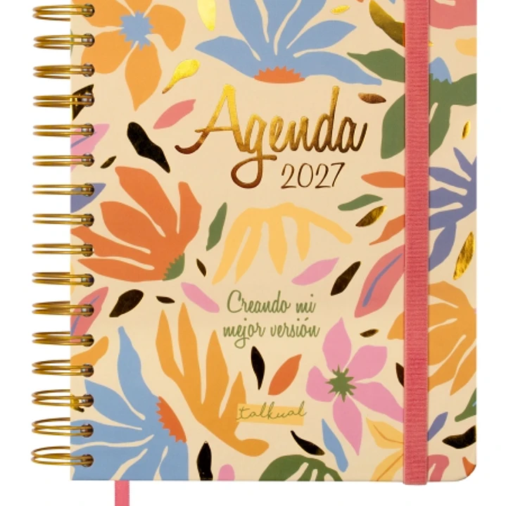 Finocam Talkual Version Agenda - Anual 2027 - 1 Dia por Pagina - 155x217mm - Espiral Doble - Tapa Dura - Goma Elastica - Papel de 80g/m2 - Cinta Punto 1