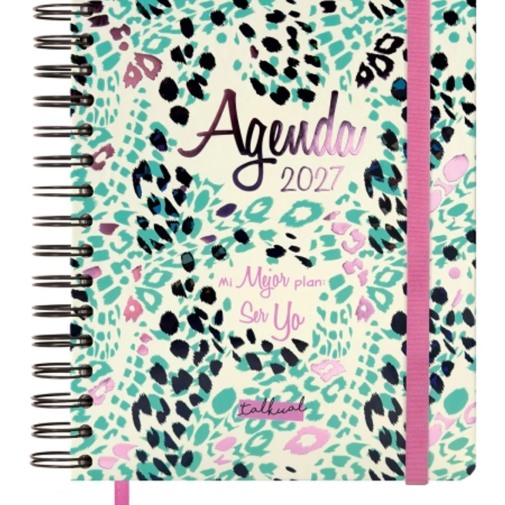 Finocam Talkual Plan Agenda - Anual 2027 - 1 Dia por Pagina - 155x217mm - Espiral Doble - Tapa Dura - Goma Elastica - Papel de 80g/m2 - Cinta Punto -  1