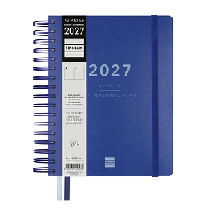 Finocam Tempus Agenda - Anual 2027 - 1 Dia por Pagina - 155x217mm - Espiral Doble - Tapa Extradura de Polipropileno - 2 Cintas Marcapaginas - Papel Cr