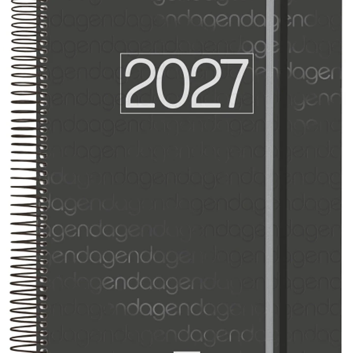 Finocam Espiral Basics Year Agenda en Catalan - Anual 2027 - 1 Dia por Pagina - Formato E40 - 210x297mm - Goma Elastica - Tapa de Polipropileno - Esqu 1