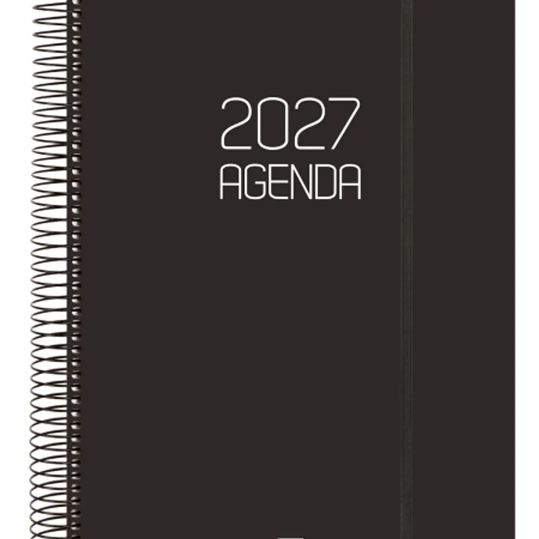 Finocam Espiral Basics Opaque Agenda - Anual 2027 - 1 Dia por Pagina - Formato E40 - 210x297mm - Espiral - Tapa de Polipropileno - Esquinas Microperfo 1