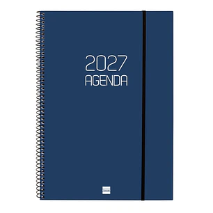Finocam Espiral Basics Opaque Agenda - Anual 2027 - Semana Vista Horizontal - Formato E40 - 210x297mm - Espiral - Tapa de Polipropileno - Esquinas Mic