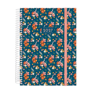 Finocam Trendy Design Collection Flora Agenda - Anual 2027 - 1 Dia por Pagina - Formato E10 - 155x212mm - Espiral - Tapa de Polipropileno - Esquinas M