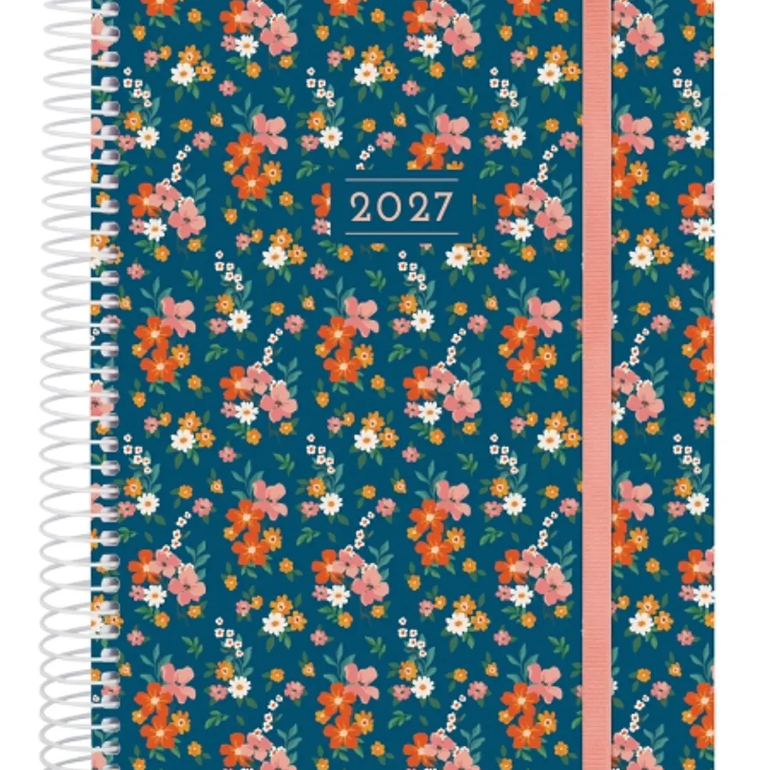 Finocam Trendy Design Collection Flora Agenda - Anual 2027 - 1 Dia por Pagina - Formato E10 - 155x212mm - Espiral - Tapa de Polipropileno - Esquinas M 1