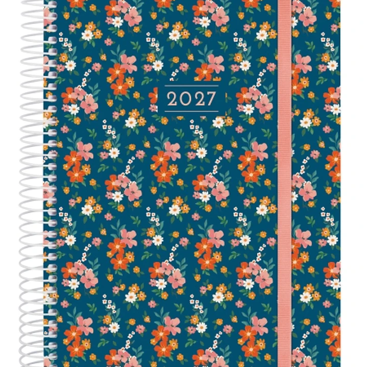 Finocam Trendy Design Collection Flora Agenda - Anual 2027 - 1 Dia por Pagina - Formato E10 - 155x212mm - Espiral - Tapa de Polipropileno - Esquinas M 1