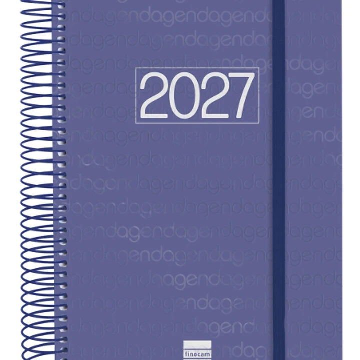 Finocam Espiral Basics Year Agenda en Catalan - Anual 2027 - 1 Dia por Pagina - Formato E10 - 155x212mm - Goma Elastica - Tapa de Polipropileno - Esqu 1