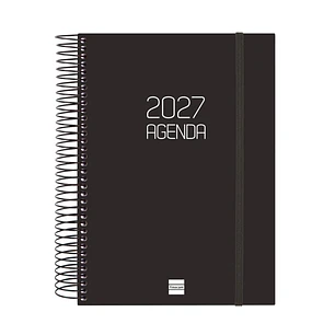 Finocam Espiral Basics Opaque Agenda - Anual 2027 - 1 Dia por Pagina - Formato E10 - 155x212mm - Espiral - Tapa de Polipropileno - Esquinas Microperfo