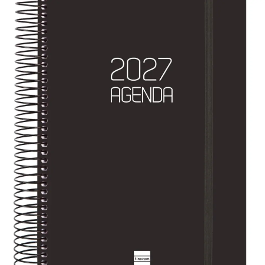 Finocam Espiral Basics Opaque Agenda - Anual 2027 - 1 Dia por Pagina - Formato E10 - 155x212mm - Espiral - Tapa de Polipropileno - Esquinas Microperfo 1
