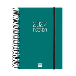 Finocam Espiral Basics Opaque Agenda - Anual 2027 - 1 Dia por Pagina - Formato E10 - 155x212mm - Espiral - Tapa de Polipropileno - Esquinas Microperfo