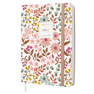 Finocam Moniquilla Agenda Profesional - Anual 2027 - 1 Dia por Pagina - Formato A5 - 148x210mm - Goma Elastica - Cinta Punto - Tapa Blanda de PU - Esq