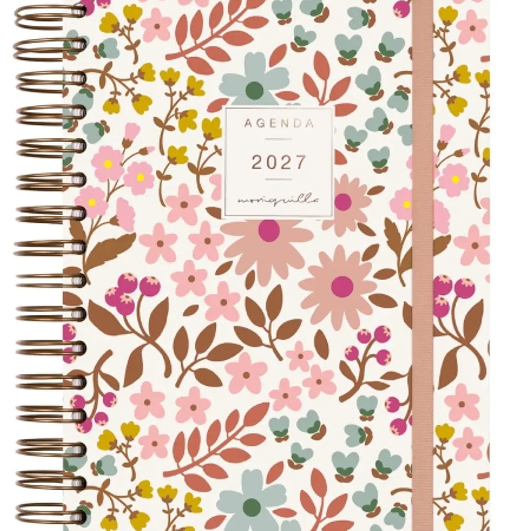 Finocam Moniquilla Agenda - Anual 2027 - 1 Dia por Pagina - Formato E10 - 155x212mm - Espiral Doble - Tapa Dura de Carton Forrado - Esquinas Microperf 1